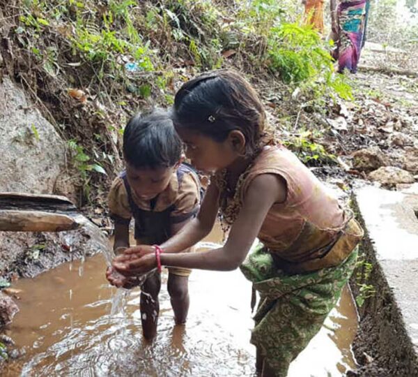 Children Drinking Unclean Water