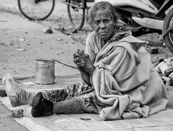 Old Woman Asking For Food